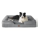 Bedsure orthopädisches Hundebett Ergonomisches Hundesofa - 89x63 cm Hundecouch mit eierförmiger Kistenschaum für mittlere Hunde, waschbar rutschfest Hundebetten, grau