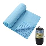 MEIRIYFA Yoga-Handtuch, Mikrofaser, rutschfest, ultraweich und schweißabsorbierend, für Hot Yoga, Bikram, Pilates, Standardgröße 182,9 x 61 cm (blau)