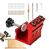 Tktouci Pocket Hole Jig - Taschenloch Bohrvorrichtung Set - Einstellbares Verbindungswerkzeug Mit 15° Winkel Präzisionsbohrlehre Für Enge Räume Tischlerwerkzeug Holzverbindungen