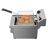 Elektrofritteuse 3000W 10L Catering Fritteuse 30x50x35cm Edelstahl Elektro Fritteuse mit Korb Einzylinder-Fritteuse mit großer Kapazität für den privaten oder gewerblichen Gebrauch 60-200℃