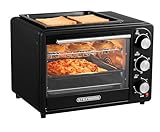 3in1 Mini Backofen 20 Liter mit Konvektion inkl. Warmhalteplatte | 2 Backbleche + Grillrost | Minibackofen | Pizza-Ofen | zuschaltbare Umluft | abnehmbare Grillplatte | 60 min.Timer | 1300W