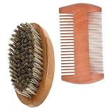 OATIPHO 1 Satz Bartpflegeset Bartkamm für Männer Schnurrbartbürste kleine Bürste Bartkamm aus Holz für Männer Bartbürste und Kamm Bartzubehör für Männer Borsten Beige