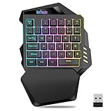 RedThunder G60 Kabellose Einhand Gaming Tastatur, Wiederaufladbare 2000mAh RGB Hintergrundbeleuchtete Ergonomische Tastatur mit Anti-ghosting für PC Mac PS5 Gamer