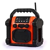 Bluetooth-Lautsprecher für Baustellen, 30 W, IPX 66 wasserdicht, FM-/DAB-Radio, 8000-mAh-Akku, Aufladen von Mobiltelefonen, LED-Lichter, Anti-Kollision für Bau/Camping/Outdoor/Garage