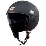 ORIGINE Motorradhelm Jethelm Rollerhelm mit Visier ECE Zertifizierung (SOLID MATT Black, M)
