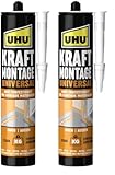 UHU Montagekleber KRAFT MONTAGE UNIVERSAL, Kartusche 470g (Packung mit 2)