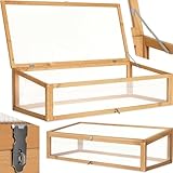 tectake® Frühbeet Aufsatz aus Holz, witterungsbeständig, Schutz vor Wind und Wetter, Frühbeetaufsatz mit funktionellen Hohlkammerplatten, 115 x 53 x 34 cm, kombinierbar mit tectake Hochbeet 403232