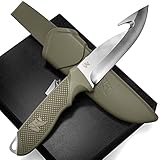 Wolfgangs WHUNTER 2 Jagdmesser feststehende Klinge mit Aufbrechhaken aus starkem D2 Stahl (Durchgängiger Erl) - Aufbrechmesser auch als Angelmesser - Survival Outdoor Messer mit robuster Scheide