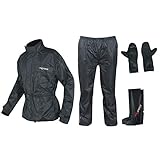 A-Pro Ganzkörper Wasserdicht Regenanzug Handschuhe Stiefel Motorradkombi Schwarz L