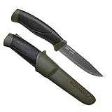 Morakniv,M11827,Companion AA8Messer mitEdelstahlklinge, abrutschfestem Griffin Olive-schwarz und Messerholster mitGürtelclip, Grün