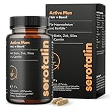 serotalin ACTIVE MEN Hair + Beard | Haar Vitamine für Männer | Biotin hochdosiert mit L-Carnitin & Zink | Selen, Niacin, Silica & Vitamin C | 100% Vegan & Made in Germany | 60 Kapseln