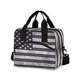 FANTAZIO Isolierte Lunchtasche, Sterne und Streifen, für Damen und Herren, weich, mit Schultergurt, auslaufsicher, 19 Dosen