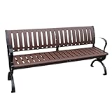 KXWOQ3ED 120/150/180 cm Gartenbank, Kunststoff-Holzlatten-Sitz, wetterfeste Gartenmöbel für 2-3 Personen, Parkbank mit Rückenlehne und Armlehne(180cm/71in)