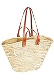 ORIGINAL Ibiza Tasche Korbtasche Strandtasche Palmera 50cm groß | Marokkanische Palmblatt Einkaufskorb Einkaufstasche geflochten XXL | Natur Shopper Umhängetasche Strohtasche für Damen und Herren