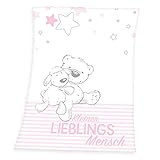 Herding Baby Best Lieblingsmensch Microfaser-Flauschdecke, 75 x 100 cm, Polyester, Rosa