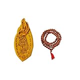 BishtHub 5 Mukhi Rudraksha Mala 108 Perlen mit Gomukhi Japa Tasche, Holz, Ohne Edelstein.