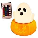 Mimoqk Halloween-Licht – Nachtlicht Geist aus Silikon für Halloween | Niedliche Dekorationen LED Beleuchtung Bunte Gruselig für Kamin, Foyer, Schlafzimmer, Büro, Kinder, Bauernhof