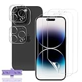 Rnnmeeko 3+2 Stück Schutzfolie für iPhone 14 Pro Max Folie 3 Stück und 2 Stück Panzerglas kamera, iPhone 14 Pro Max Weiche TPU Displayschutzfolie, HD Anti- Kratzer Anti-Blasen Displayschutz