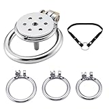 eegroh Chastity Cage aus Edelstahl mit flacher Form 3 Ringe Größen Set mit Taillengurt für Männer mit Harnröhrenöffnung Tragbar Unsichtbar (L)