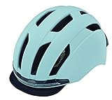 Prophete Fahrradhelm für Damen und Herren, 360° Sichtbarkeit, LED-Licht vorne/hinten, Farbe hellgrau, Größe 52-58 cm