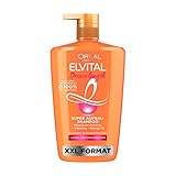 L'Oréal Paris Elvital XXL Shampoo gegen Spliss, Für traumhaft langes Haar, Mit Rizinus-Öl, Vitaminen und pflanzlichen Proteinen, Dream Length Super Aufbau Haarshampoo, 1 x 1000 ml