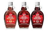 47° North Kanadischer Bio Ahornsirup 3er Set, 3x 250g, Single Source, Grade A, glutenfrei, vegan, organic Maple Syrup, einzigartiger Geschmack für Pancakes & mehr