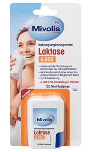 Laktase 6.000 Minitabletten - Verbessert die Verdauung von Milchzucker bei Laktoseintoleranz - Mit Sofortwirkung - 100 Tabletten