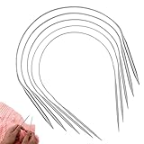 Rundstricknadeln Stricknadeln Set Edelstahl 43cm 5 Stück, Stricknadeln Anfänger Set mit 5 Größe 2,5/3,5/4,5/5,5/7mm, Häkelnadeln Garnnadeln, für Mützen, Socken, Handschuhen, Ärmel & Klein Projekte