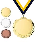 Pokalmatador GmbH Ø 70 mm Medaille Schweden inkl. Medaillenband und Aluminiumemblem mit Sportart und Beschriftung (Gold, inkl. Beschriftung)