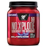 BSN Nutrition N.O.-Xplode Pre-Workout Pulver Nahrungsergänzungsmittel, mehr Energie und Konzentration mit Koffein, Aminosäuren, Vitamin C und Zink, Geschmacksrichtung Purple Power, 50 Portionen, 650 g