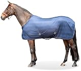 Equinate Fliegendecke Guardian mit Kreuzbegurtung und Widerristpolster 135cm Navy - Ekzemerdecke mit effektiven Schutz vor Fliegen und Insekten - Pferdedecke - Weidedecke