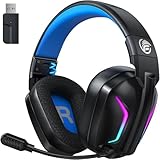 Fachixy FC300 Wireless Gaming Headset Für PC, PS5, PS4, Mac - Verlustfrei USB Schnittstelle 2.4GHz & Bluetooth - Bluetooth Headset Mit Mikrofon, Geringe Latenz, 40H+ Akkulaufzeit, Super Nintendo, Blau