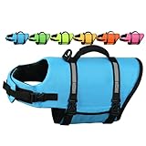 AMZNOVA Rip Stop Hundeschwimmweste, Schwimmweste Hund für Bootfahren, Auftrieb & Schwimmhilfe, Rettungsweste, M, Blau