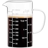 PARACITY Messbecher, Messbecher Glas mit drei Skalen und V-förmiger Öffnung, Messbecher 500ml mit Griff, Measuring Cups für Küche oder Restaurant