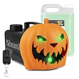 BeamZ S553L Nebelmaschine Halloween Deko mit LED Kürbis Kopf - 550 Watt Rauchmaschine mit 5L Flüssigkeit, 2-in-1 mit Halloween Kürbis Deko, 16 Farben Lichteffekt, Soundeffekt Nebelmaschine Mini