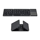 Mcbazel Foldable Keyboard Bluetooth, Tragbare Faltbare Drahtlose Klappbar Tri-Tastatur mit Touchpad für Mobilgeräte Kompatibel mit Tablet/Handy/PC - Grau