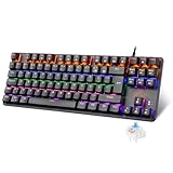 Rii Mechanische Tastatur Gaming Keyboard, Gaming Tastatur TKL mit QWERTZ, Mechanisch mit Blaue Schalter (Laut), Kabel (Nicht Hot-Swap-fähig, Schäfte sind Nicht austauschbar)