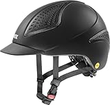 uvex exxential III MIPS - Leichter Unisex Reithelm - individuelle Größenanpassung - black mat M-L