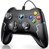 EasySMX Controller PC Gaming Controller PC mit Kabel Joypad PC mit Hall Trigger Gamepad mit Dual Vibration& Turbo Funktion, kompatibel mit PC Windows/PS3/Android TV/Android TV Box-Grau