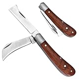 Umllpet Veredelungsmesser, Gartenmesser Klappbar mit 2 Klingen, Gartenmesser aus Edelstahl, Okuliermesser für Obstbäume, Multifunktionales Veredelungsmesser für Obstbäume Pfropfen Gärtnern Sträuchern