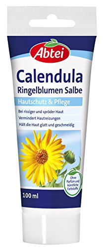 Abtei Calendula Ringelblumen Salbe - schützende und pflegende Salbe bei rissiger und spröder Haut – mit Arnika und Vitamin E - Parfümfrei - 1 x 100 ml Tube | 100ml (1er Pack)