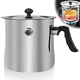 1.5L Milchtopf mit Deckel, Kochtopf mit Pfeife Milchtopf Doppelwandig mit Bakelitgriff, Simmertopf Puddingtopf Wasserbad Schmelztopf aus Edelstahl für Gas Elektro Induktion