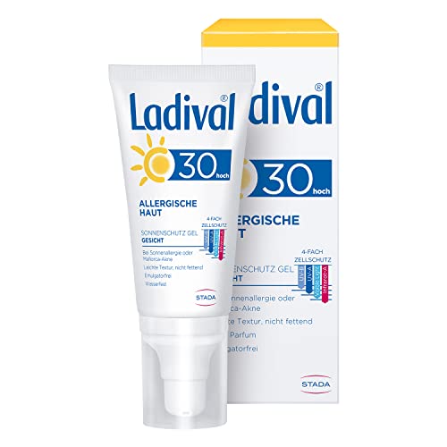 Ladival Allergische Haut Sonnenschutz Gel für das Gesicht LSF 30 – Parfümfreies Sonnengel für Allergiker – ohne Farb- und Konservierungsstoffe, wasserfest – 1 x 50 ml