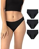 Neione Perioden Unterwäsche Mittlere Blutung Periodenunterwäsche Damen Unterhosen Menstruation Postpartum Brazilian Slip 3er Pack Schwarz M