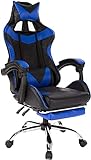 Gaming-Stuhl für Erwachsene, Gaming-Stuhl mit Fußstütze, ergonomischer Büro-Computer-Stuhl, Haushaltssessel, Sitz höhenverstellbar und Lenden- und Kopfstütze (Color : Blu