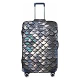 Bryptxztxt Gepäckhülle Silber Fischschuppen - Reiseschutz Trolley-Koffer Abdeckungen Kratzfest & Elastisch Koffer Schutzhülle für S/M/L/XL Größen, Größe 3D, L, Taschen-Organizer