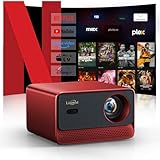 Beamer-4K 【Official Netflix & Live TV& 800ASIN】 Auto-Fokus/Auto-4P-Keystone WiFi-6 Bluetooth-5.2 Smart-Beamer, 10.000+ Apps, 1080P FHD Mini-Beamer Heimkino/Outdoor für Handy/Laptop (ROSA, M)