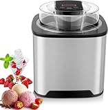 Automatische Eismaschine 2L mit digitalem Timer 5-45 Min | Edelstahlgehäuse, abnehmbare Teile, kleine Öffnung zum Nachfüllen | Eiscreme, Sorbet & Joghurt schnell selbstgemacht