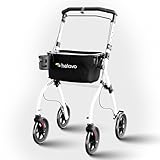 Helavo schmaler Wohnungsrollator - 53 cm breiter Rollator für Wohnung - Indoor-Rollator mit Tablett und Transportkorb