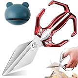 Multifunctional Heavy Duty Kitchen Shears,Multifunctional-Stainless Steel Kitchen Shear For Heavy Duty Poultry Shears, Japane (Red)